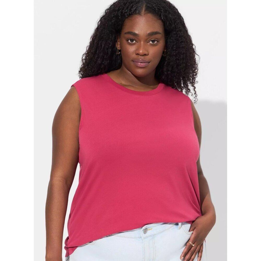 Torrid Womens Plus Size 5X/28 Vintage Cotton Jersey High Neck Tank‎ Top Red 1073